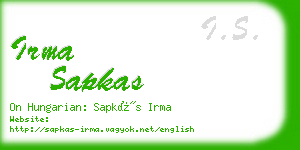 irma sapkas business card